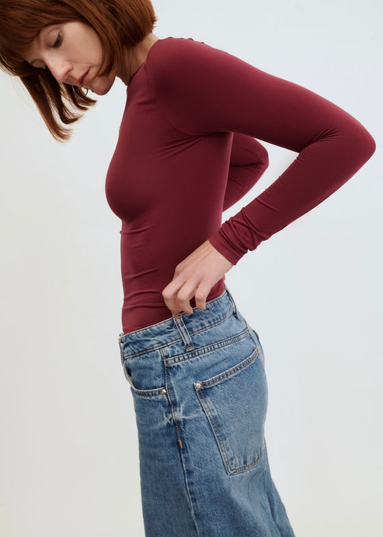 Camiseta Second Skin Manga Larga - Granate