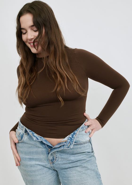 Camiseta Second Skin Manga Larga - Chocolate